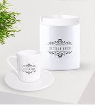 BK Gift Kişiye Özel İsimli Türk Kahvesi Fincanı ve Seramik Kül Tablası Seti-9 (Model 1)