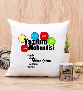 Yazılım Mühendisi Yastık ve Silver Kupa Bardak
