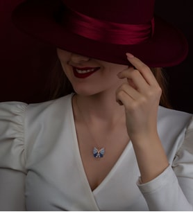 Papatya Silver 925 Ayar Zirkon Taşlı Rose Altın Kaplama Kelebek Gümüş Kolye