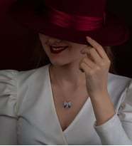 Papatya Silver 925 Ayar Zirkon Taşlı Rose Altın Kaplama Kelebek Gümüş Kolye
