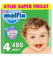 Molfix Bebek Bezi Beden:4 (7-14Kg) Maxi 480 Adet Dev Ekonomik Fırsat Pk