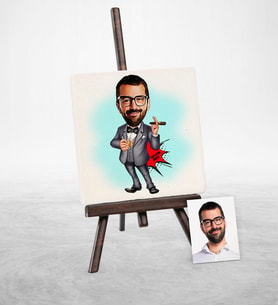 BK Gift Kişiye Özel Bay Patron Karikatür Şovaleli Doğal Taş  3