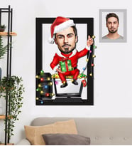 Kişiye Özel Yılbaşı Erkek Karikatürlü 3D Ahşap Tablo 30x47 Model-5