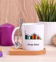 İktisatçı Ahşap Altlıklı Beyaz Kupa Bardak
