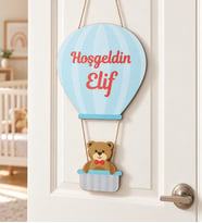 Gifties Ayıcıklı Uçan Balon Temalı Kişiye Özel Kapı Süsü