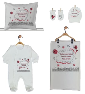 Pia Baby GL 1951-02 İsme Özel Beşli Tulum Set
