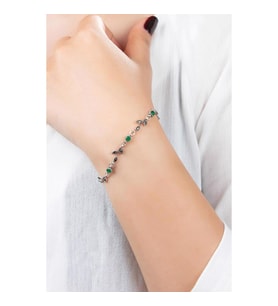 Gümüş Bileklik Kök Zümrüt Taşlı Bayan Bilezik BLK-306