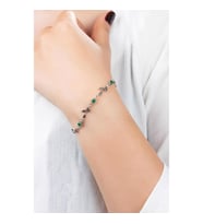 Gümüş Bileklik Kök Zümrüt Taşlı Bayan Bilezik BLK-306