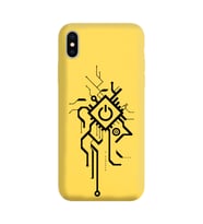 Iphone Xs Çizgi Tasarımlı Sarı Lansman Telefon Kılıfı