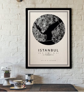 BK Gift Kişiye Özel İstanbul Harita Kanvas Tablo 30x50cm-3