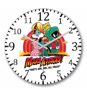 Mars Attacks    Duvar   Saati   Bombeli Gercek Cam
