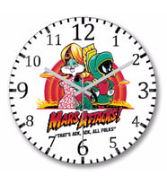 Mars Attacks    Duvar   Saati   Bombeli Gercek Cam