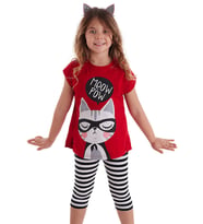 Meow Pow Kız Çocuk T-shirt Tayt Takım