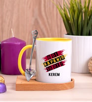 8 De Kapanır 18 De Taraftar Ahşap Altlıklı Sarı Kupa Bardak