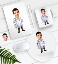 BK Gift Kişiye Özel Bay Göz Doktoru Karikatürlü Defter Kalem Kupa Mouse Pad Seti (Model 1)