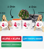 İkili Turuncu Siyah Sevgililer Günü Hediyesi Kupa Bardak Anahtarlık