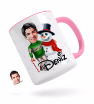 BK Gift Kişiye Özel Erkek Yeni Yıl Karikatürlü Pembe Kupa Bardak-2
