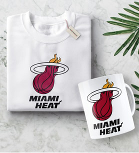 NBA Miami Heat Beyaz Tişört ve Kupa Seti (Model 1)