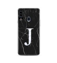 Samsung A20s Siyah Mermer Harf Tasarımlı Telefon Kılıfı J-Harfi 