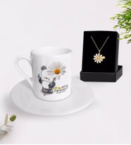 BK Gift Kişiye Özel Papatya Temalı En İyi Öğretmen Türk Kahvesi Fincanı ve İsimli Papatya Kolye Hediye Seti-9 (Model 1)