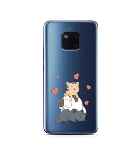 Kedi Kardeşler Tasarımlı Süper Şeffaf Silikon Telefon Kılıfı Huawei Mate 20 Pro