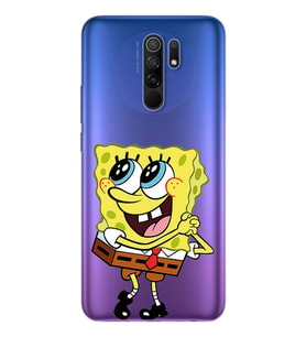 Süngerbob Tasarımlı Süper Şeffaf Silikon Telefon Kılıfı Xiomai Redmi 9