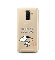 Snoopy Tasarımlı Süper Şeffaf Silikon Telefon Kılıfı Samsung A6 Plus
