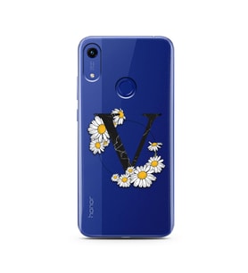 Papatya Harf Tasarım Süper Şeffaf Silikon Telefon Kılıfı Huawei Honor 8A V-Harfi