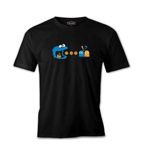 Pac-Man - Kurabiye Canavarı Siyah Erkek Tshirt