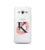 Pembe Çiçekli Harf Tasarım Süper Şeffaf Silikon Telefon Kılıfı Samsung Core 2 K-