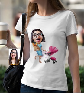 BK Gift Kişiye Özel Ev Hanımı Karikatür Beyaz Tişört  1