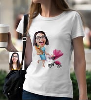 BK Gift Kişiye Özel Ev Hanımı Karikatür Beyaz Tişört  1