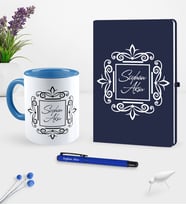 BK Gift Kişiye Özel İsimli Lacivert Defter Kalem Kupa Seti - 1 (Model 1)