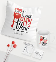 BK Gift Kişiye Özel Yılbaşı Noel Baba Temalı Beyaz Kupa Ayna Yastık Seti - 3