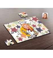BK Gift Kişiye Özel Kadın Chef Karikatürlü Ahşap Puzzle-12