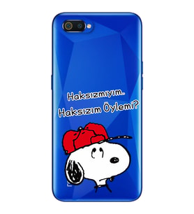 Snoopy Tasarımlı Süper Şeffaf Silikon Telefon Kılıfı Oppo Realmi C2