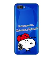 Snoopy Tasarımlı Süper Şeffaf Silikon Telefon Kılıfı Oppo Realmi C2