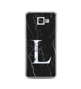 Samsung A3 (2016) Siyah Mermer Harf Tasarımlı Telefon Kılıfı L-Harfi 