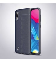 Galaxy M10 Kılıf Zore Niss Deri Desenli Silikon Kılııf (Lacivert)