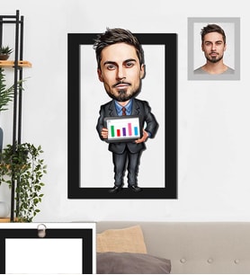 Kişiye Özel İş Adamı Karikatürlü 3D Ahşap Tablo 30x47 Bay-14