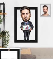 Kişiye Özel İş Adamı Karikatürlü 3D Ahşap Tablo 30x47 Bay-14