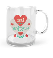 BK Gift Kişiye Özel Sevgililer Günü Temalı Cam Kupa Bardak  61
