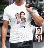 BK Gift Kişiye Özel Evleniyoruz Karikatür Beyaz Erkek Tişört  9