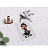 BK Gift Kişiye Özel Erkek Avukat Karikatürlü Şeffaf Pleksi Anahtarlık-3 (Beyaz)