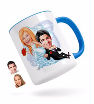 BK Gift Kişiye Özel Evleniyoruz Karikatürlü Mavi Kupa Bardak-2