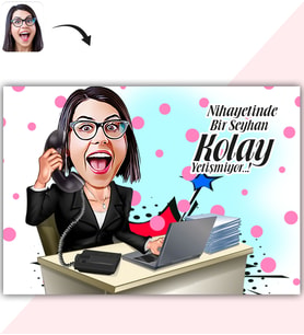 BK Gift Kişiye Özel Bayan Ceo Karikatür Baskılı Yaş Pasta İçin Yenilebilir Şekerli Kağıt  1(Sadece Kağıt)