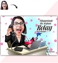 BK Gift Kişiye Özel Bayan Ceo Karikatür Baskılı Yaş Pasta İçin Yenilebilir Şekerli Kağıt  1(Sadece Kağıt)