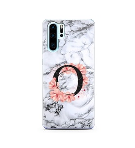 Mermer Çiçekli Harf Tasarım Süper Şeffaf Silikon Telefon Kılıfı Huawei P30 Pro O