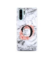 Mermer Çiçekli Harf Tasarım Süper Şeffaf Silikon Telefon Kılıfı Huawei P30 Pro O