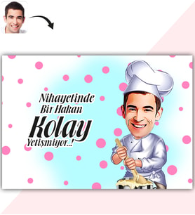 BK Gift Kişiye Özel Bay Chef Karikatür Baskılı Yaş Pasta İçin Yenilebilir Şekerli Kağıt  1(Sadece Kağıt)